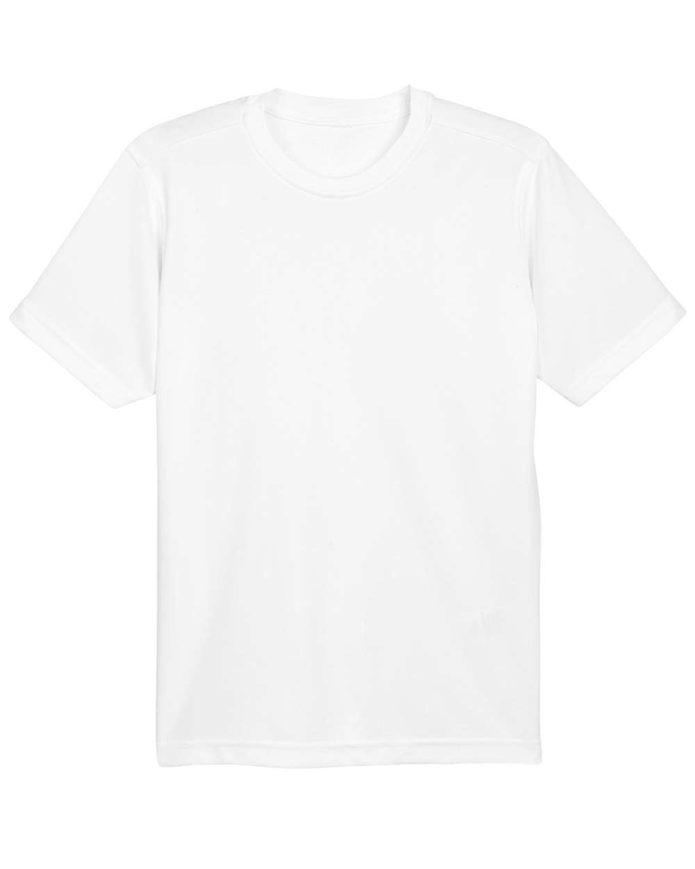 Front View of White Youth Cool & Dry Basic Performance T-Shirt - 8620Y