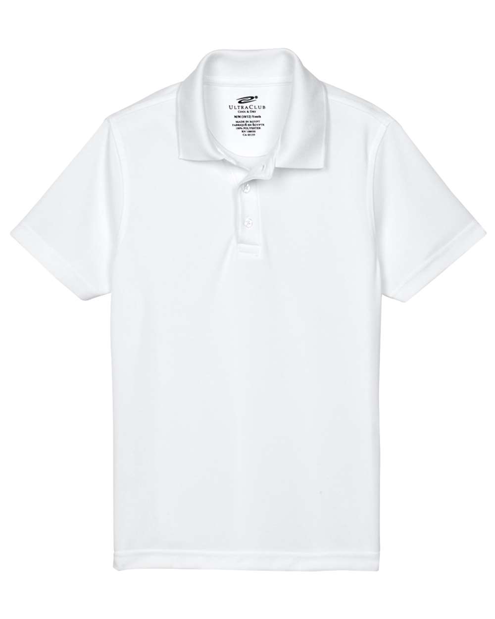 Front View of White Youth Cool & Dry Mesh Piqué Polo - 8210Y