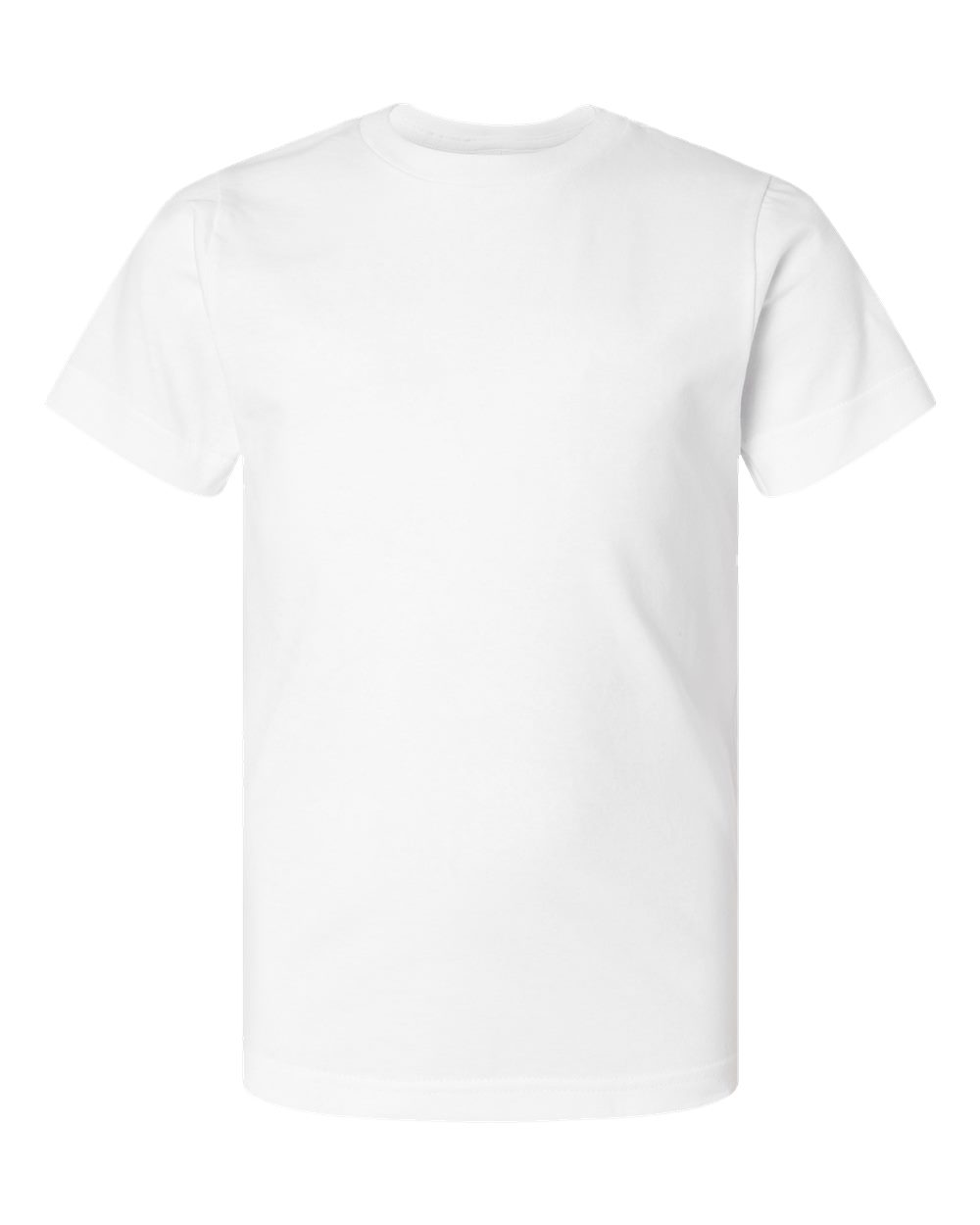 Front View of White Youth Fine Jersey Tee - 6101