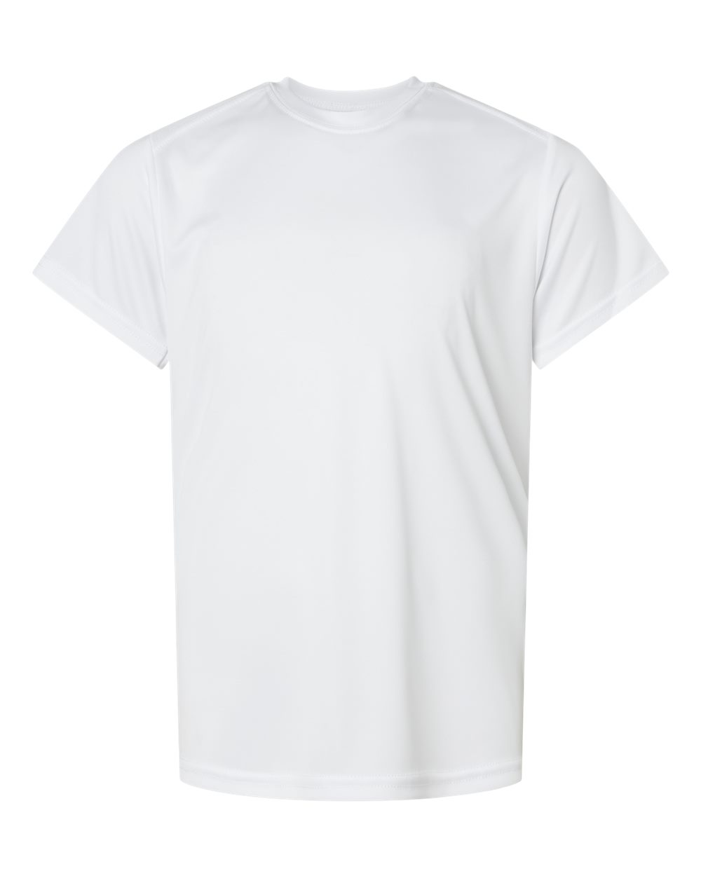 Front View of White Youth Islander Performance T-Shirt - 208Y