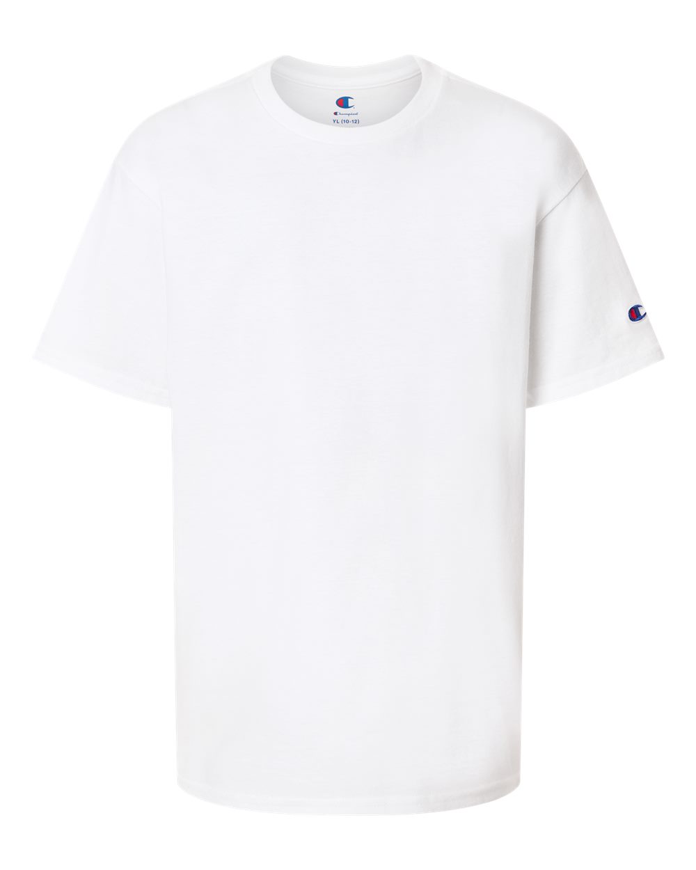Front View of White Youth Jersey T-Shirt - CH1081 plain