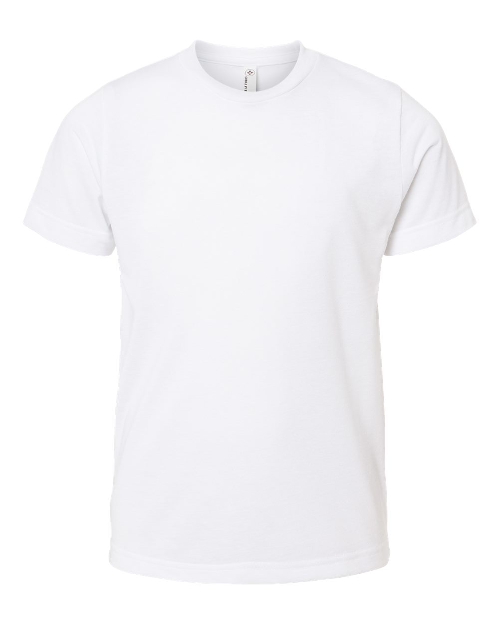 Front View of White Youth Polyester Sublimation Tee - 1210