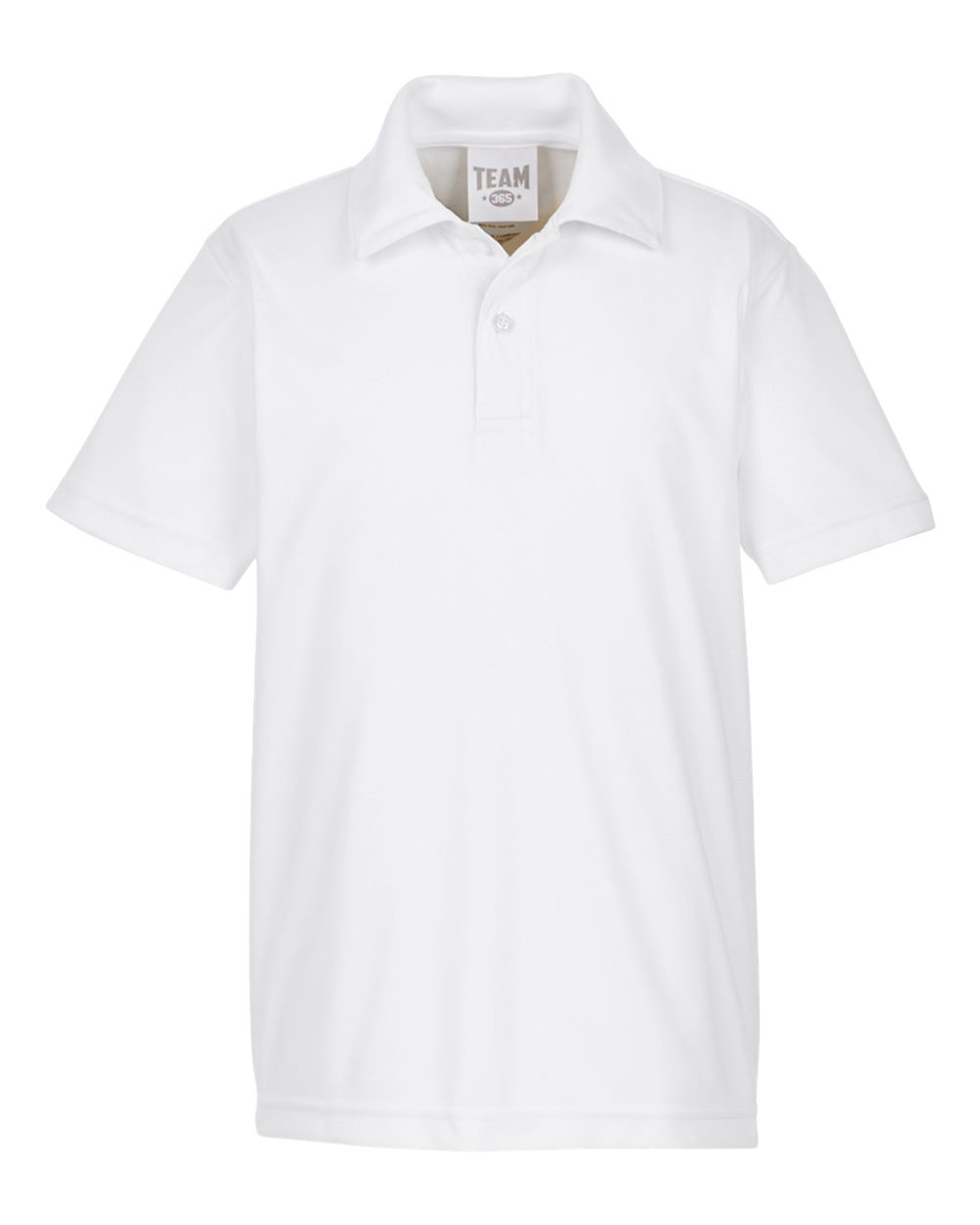 Front View of White Youth Zone Performance Polo - TT51Y
