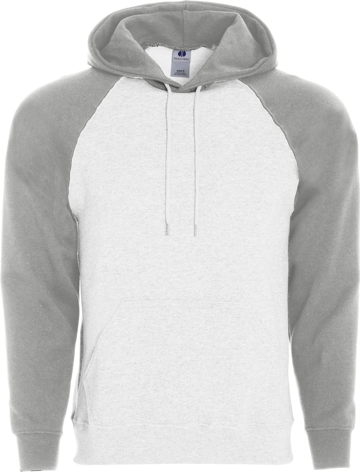 Front View of WHITE/ATHLETIC HEATHER BANNER HOODIE