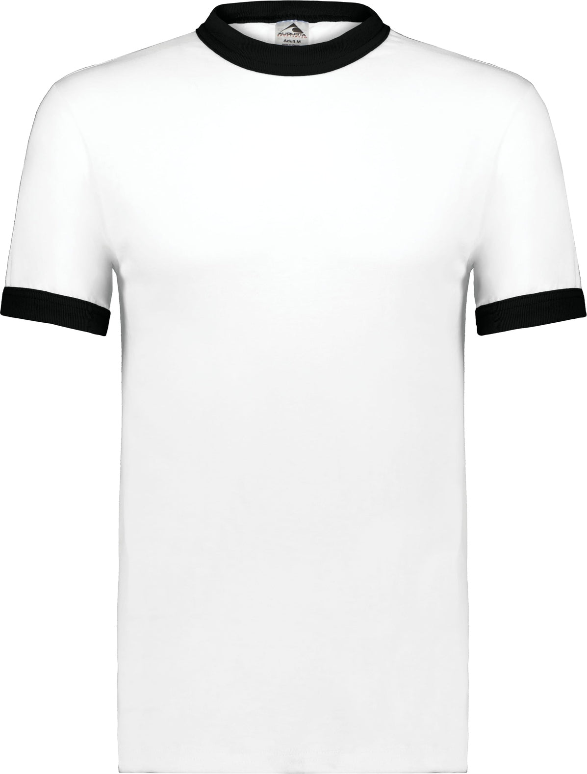 Front View of WHITE/BLACK ADULT RINGER T-SHIRT