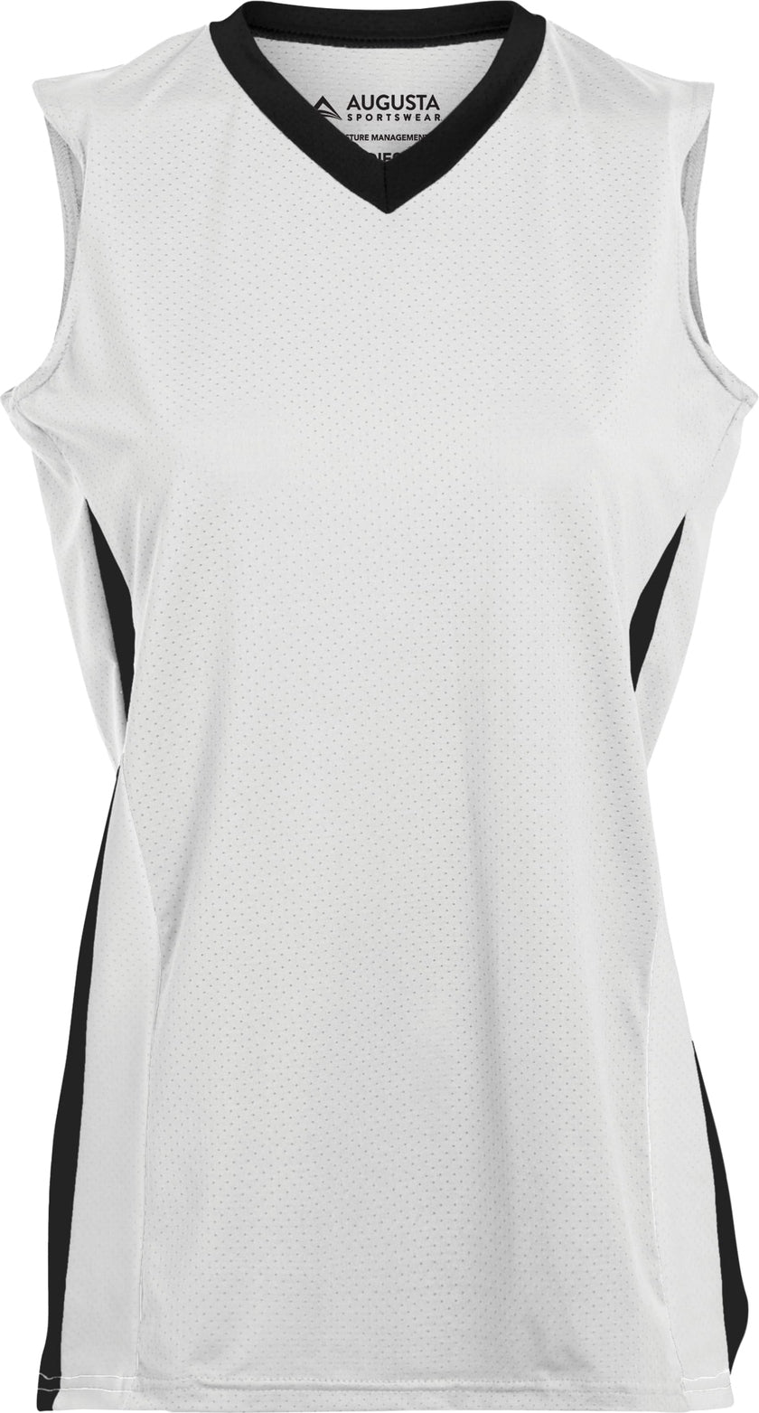 Front View of WHITE/BLACK/WHITE LADIES TORNADO JERSEY