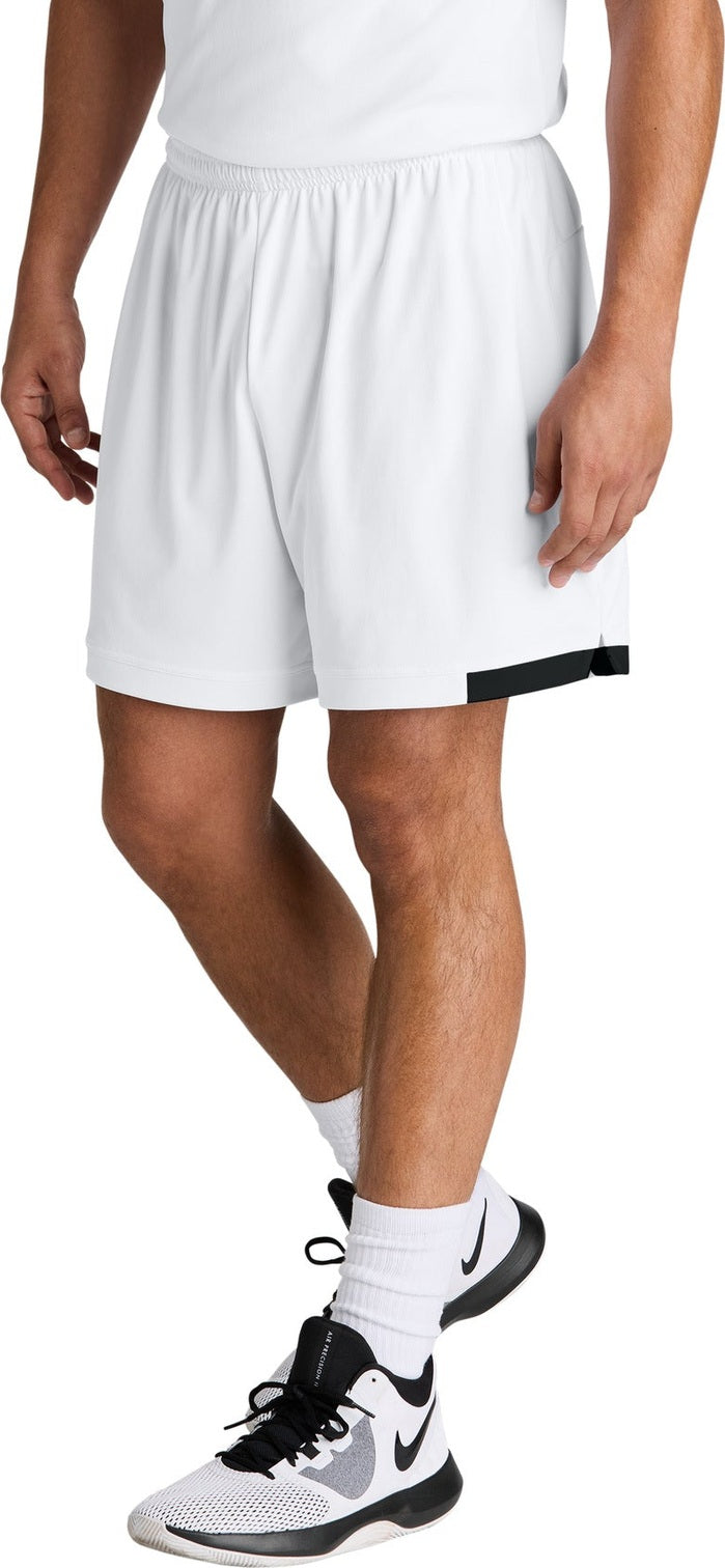 Front View of White/Blk Sport-Tek Club 7" Short ST442