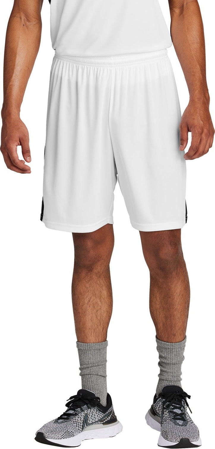 Front View of White/Blk Sport-Tek Competitor United 7" Short ST103