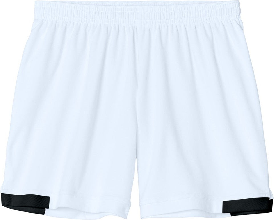 Front View of White/Blk Sport-Tek Women's Club 5" Short LST442