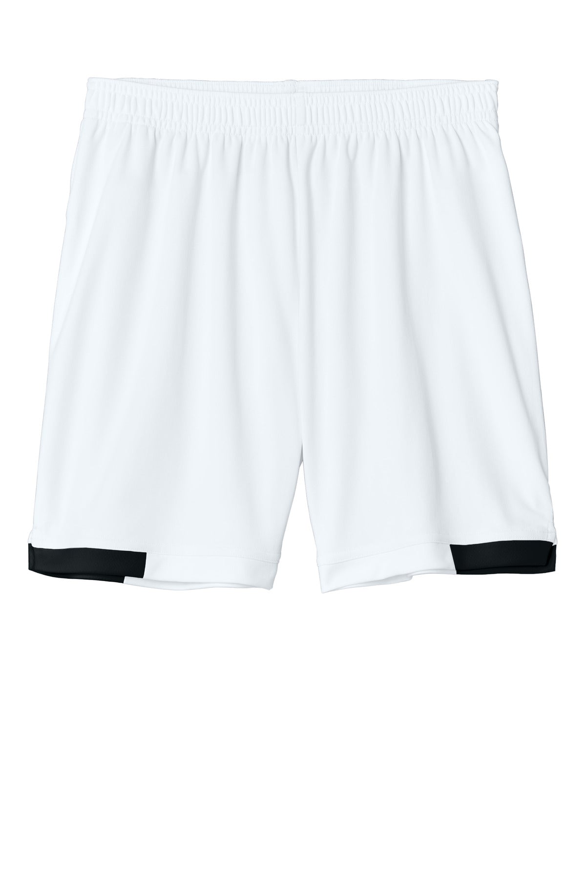 Front View of White/Blk Sport-Tek Youth Club 5" Short YST442