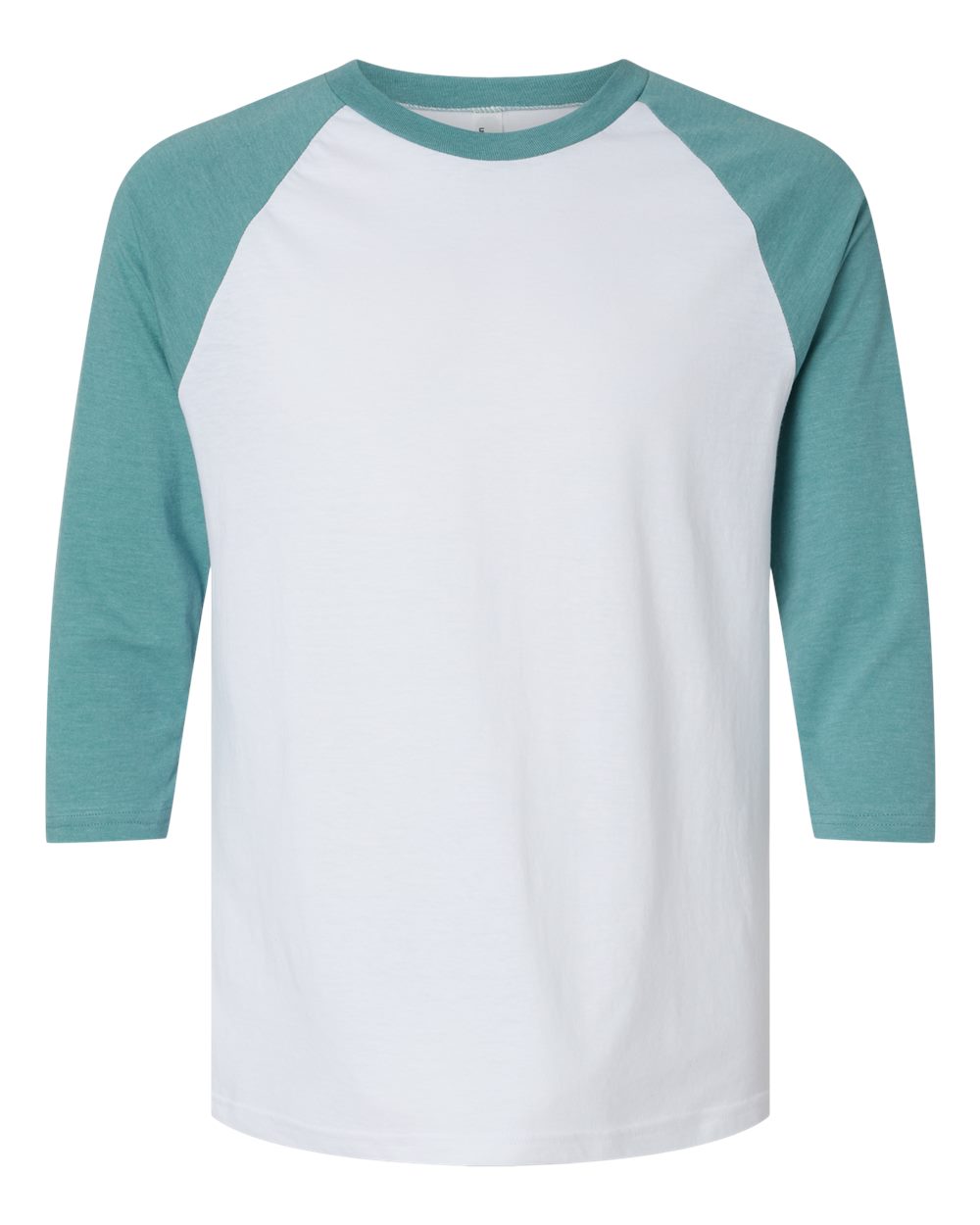 Front View of White/Heather Arctic CVC Three-Quarter Sleeve Tee - 2003CVC