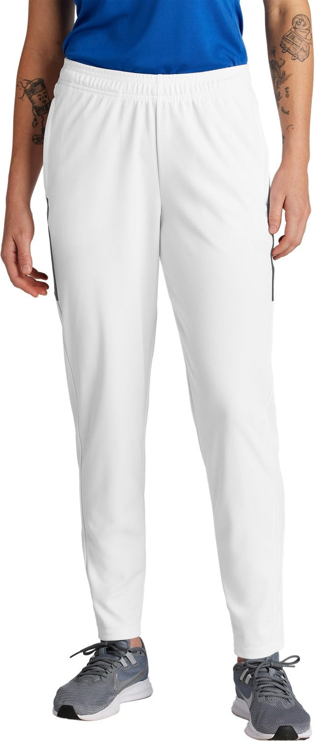 Front View of White/IrGy Sport-Tek Women's Travel Pant LPST800