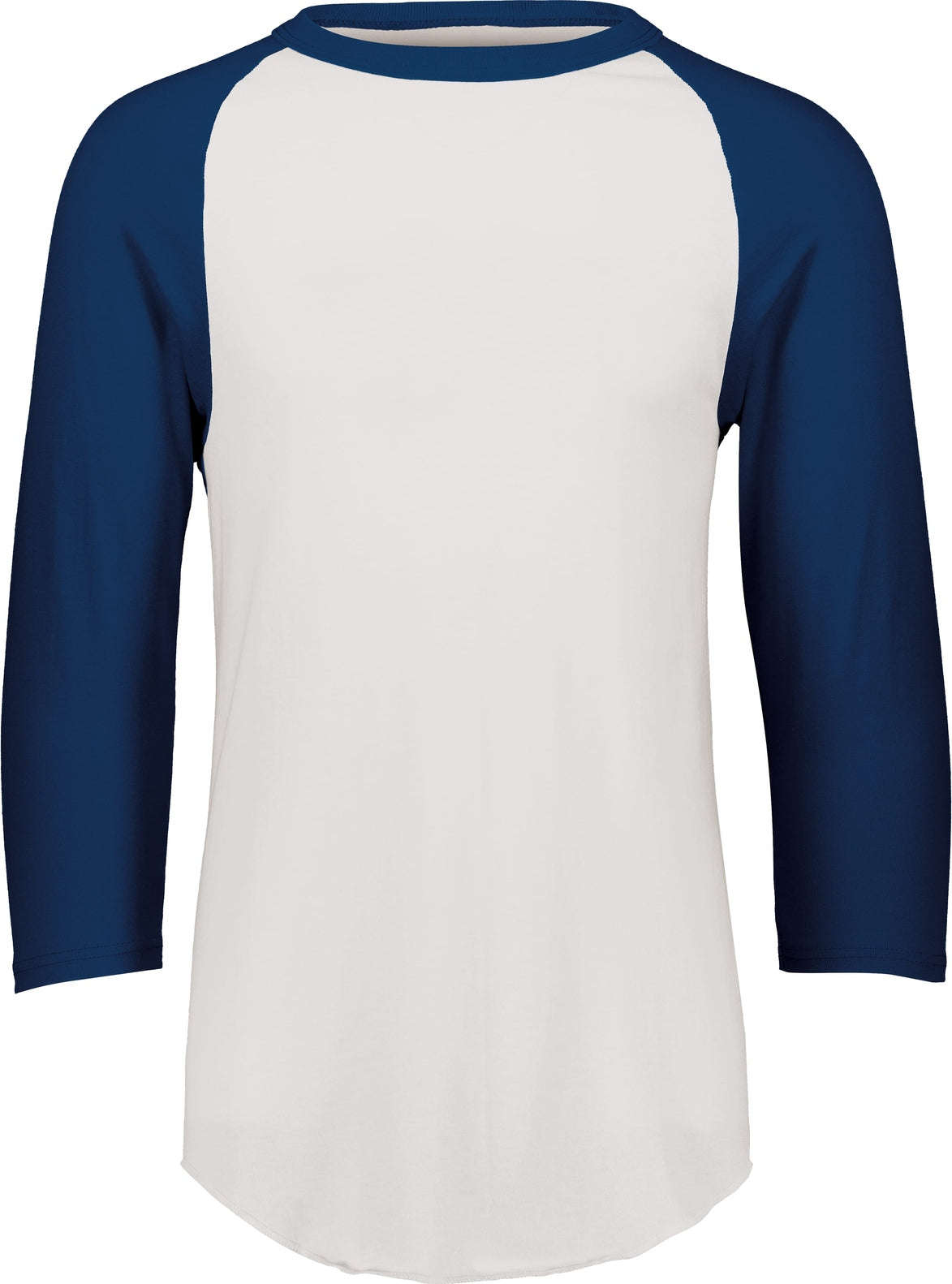 Front View of WHITE/NAVY TODDLER BASEBALL JERSEY
