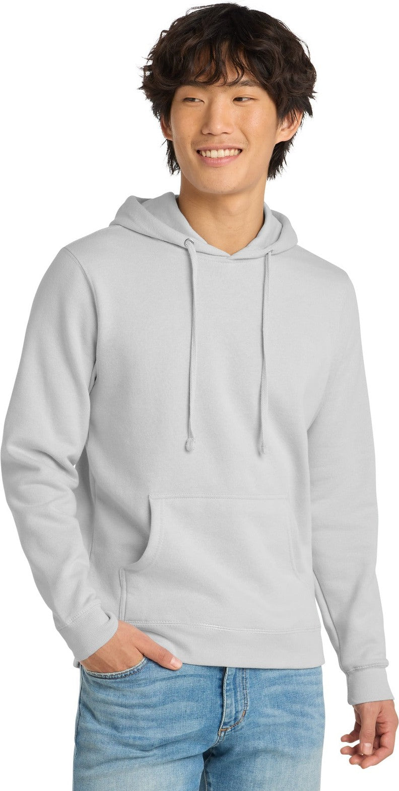 Front View of WhiteSmoke District V.I.T. Fleece Hoodie DT6100