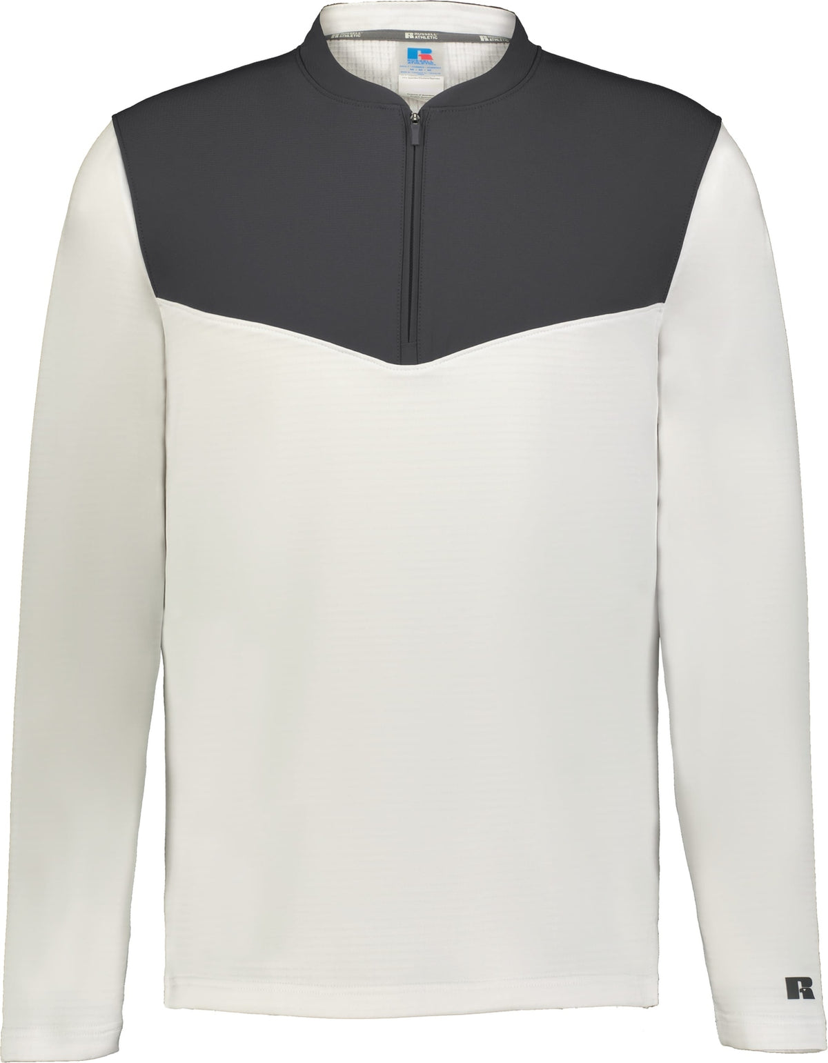 Front View of WHITE/STEALTH SIDELINE GRID 1/4 ZIP PULLOVER