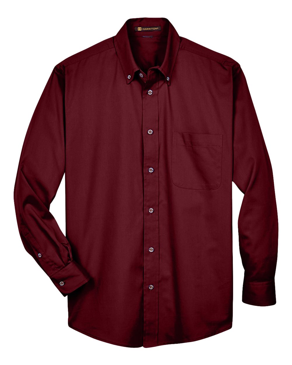 Front View of Wine Men's Easy Blend™ Long Sleeve Twill Shirt - M500