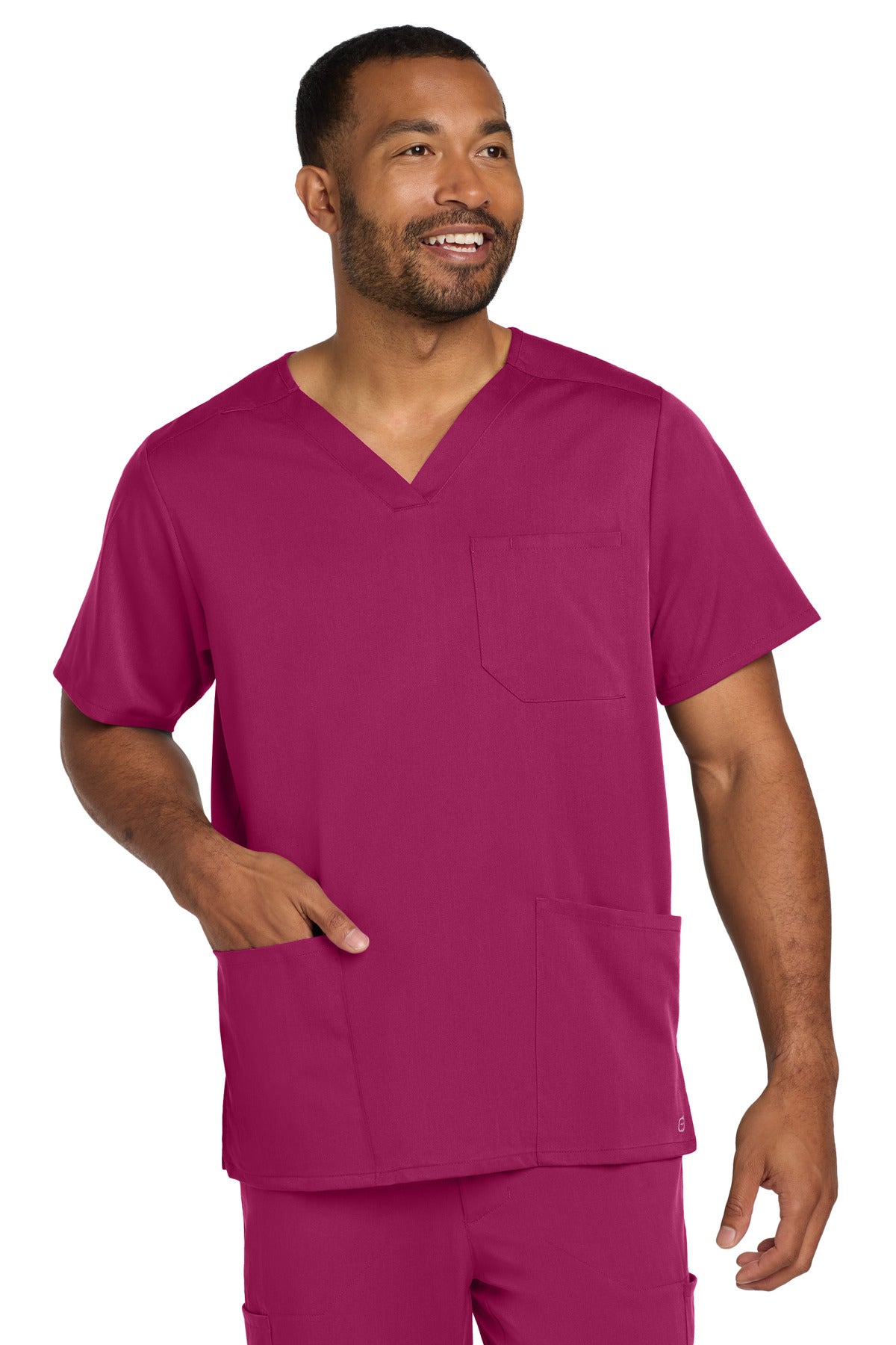 Front View of Wine Wink Men's Premiere Flex V-Neck Top WW5068