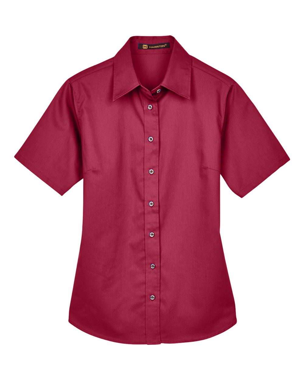 Front View of Wine Women&#39;s Easy Blend™ Short Sleeve Twill Dress Shirt with Stain-Release - M500SW