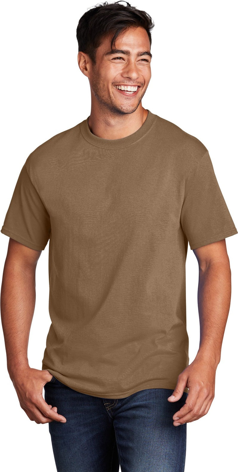 Front View of Woodland Brown Port & Co Core Cotton Tee. PC54