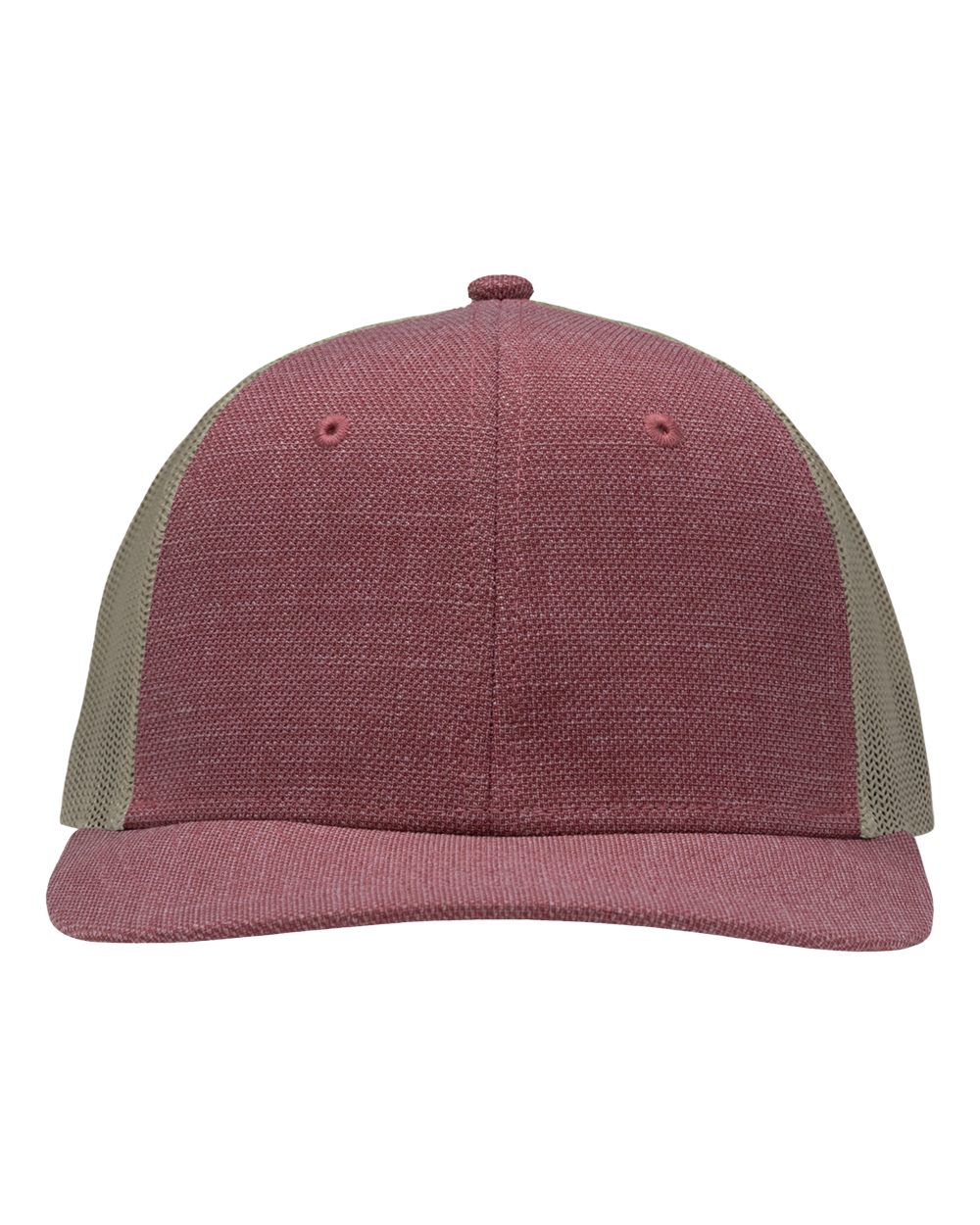 Front View of X Hatch Red/ Khaki Modern Six-Panel Trucker Fit Cap - SP1650