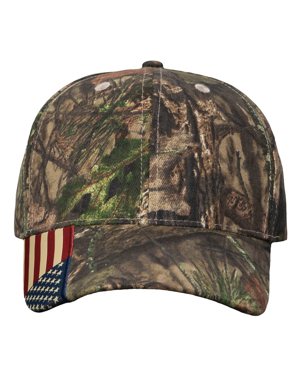 Front View of Xtra/ USA Flag Camo Woven USA Flag Cap - LC350
