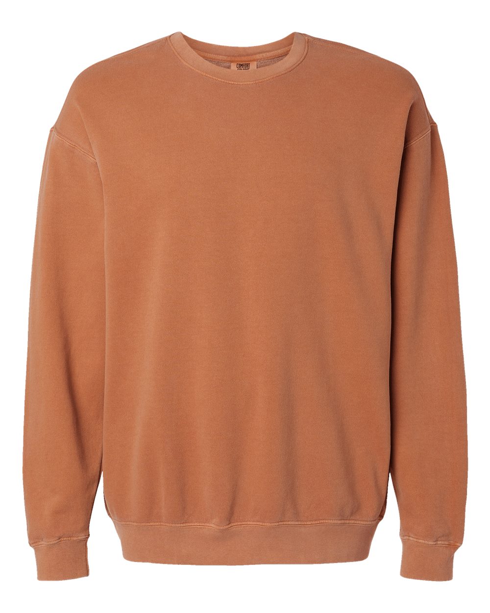 Front View of Yam Garment-Dyed Lightweight Fleece Crewneck Sweatshirt - 1466
