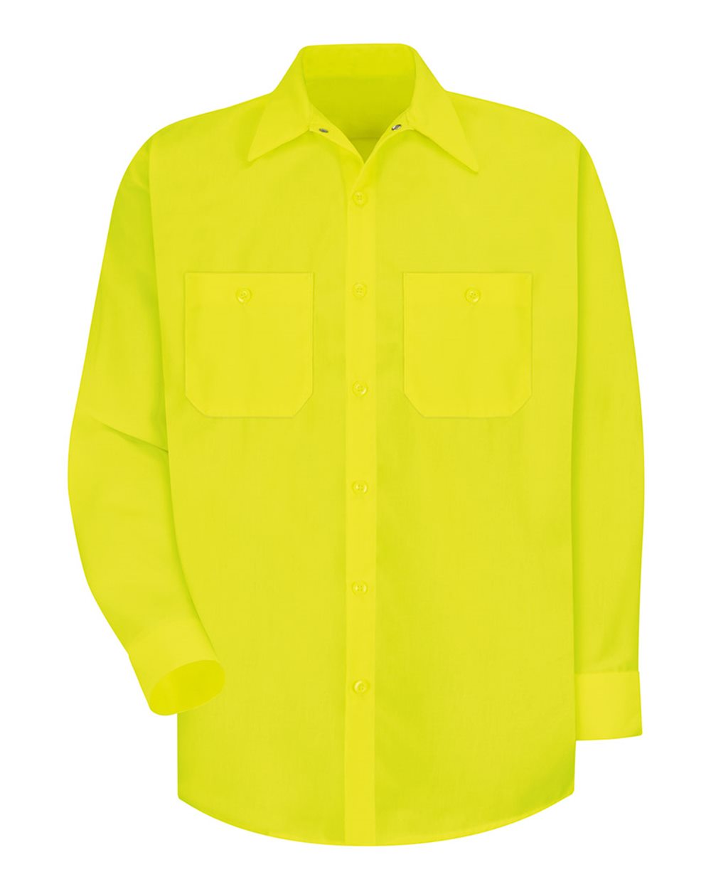 Front View of Yellow/ Green Enhanced Visibility Long Sleeve Work Shirt - SS14