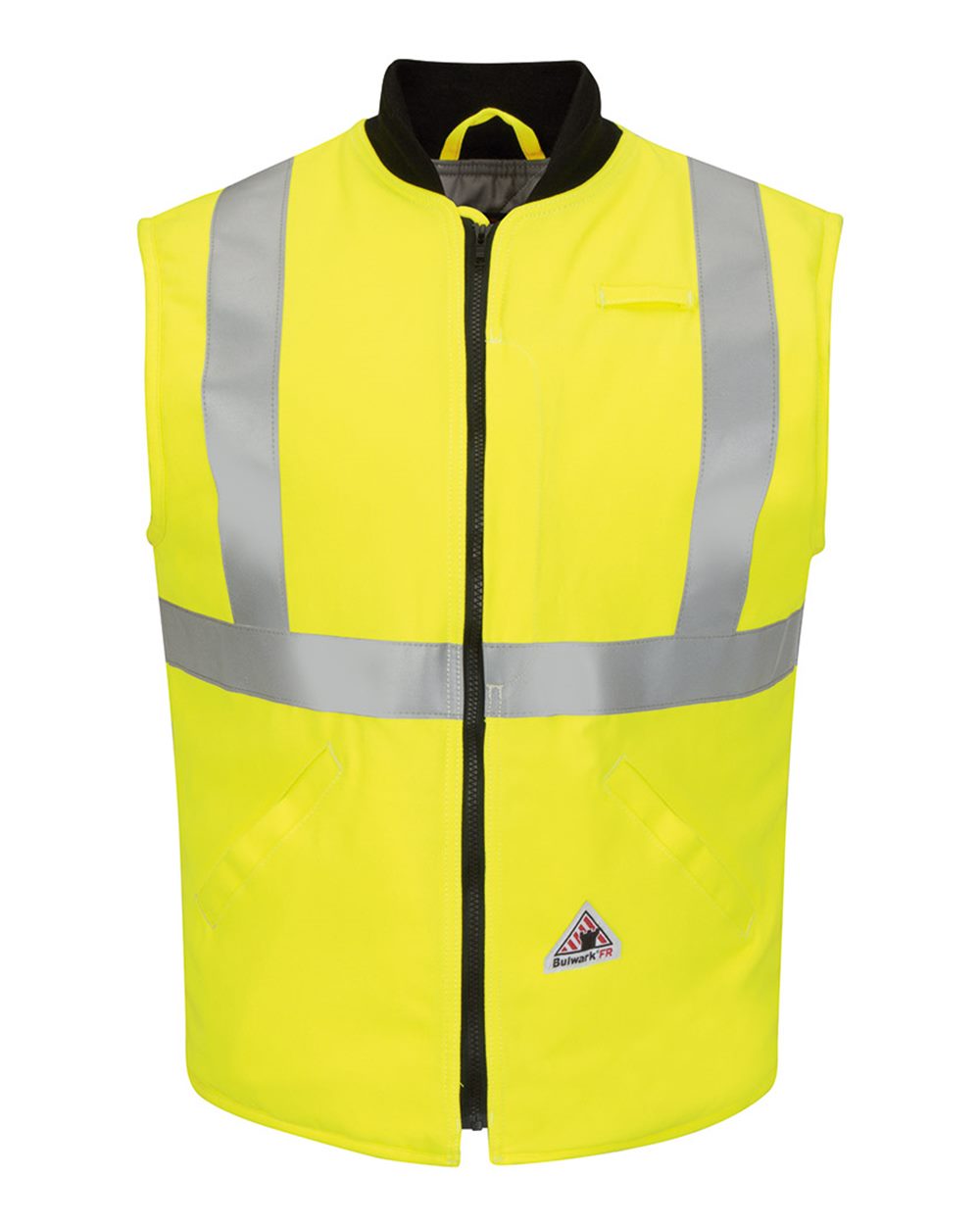 Front View of Yellow/ Green Hi Vis Insulated Vest with Reflective Trim - CoolTouch®2 - VMS4HV