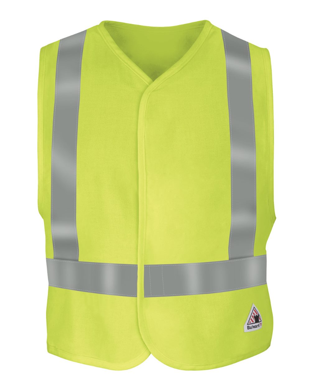 Front View of Yellow/ Green Hi-Visibility Flame-Resistant Safety Vest - VMV4HV plain
