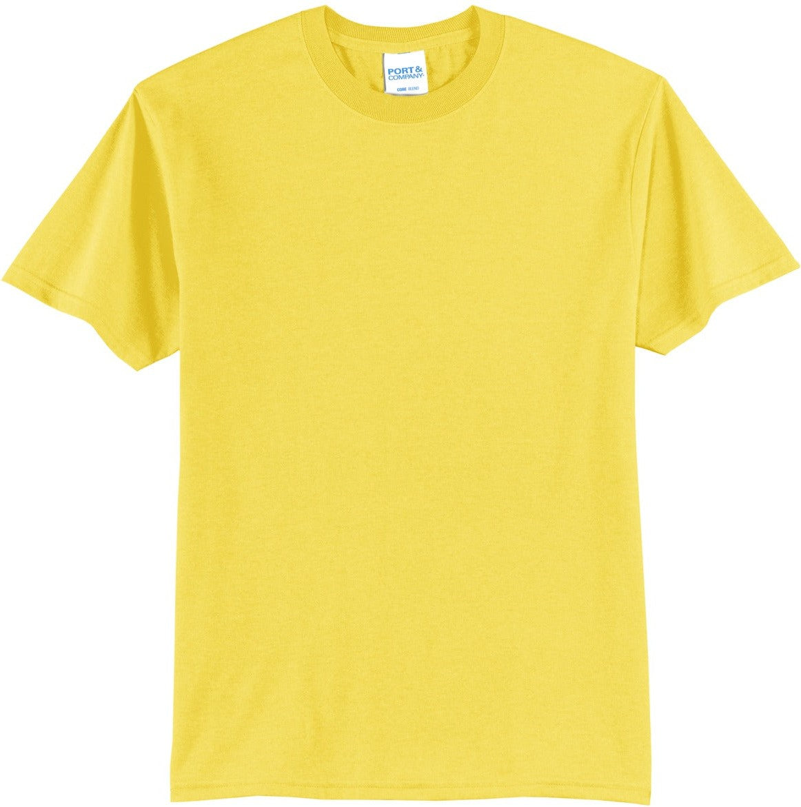 Front View of Yellow Port & Co Core Blend Tee. PC55