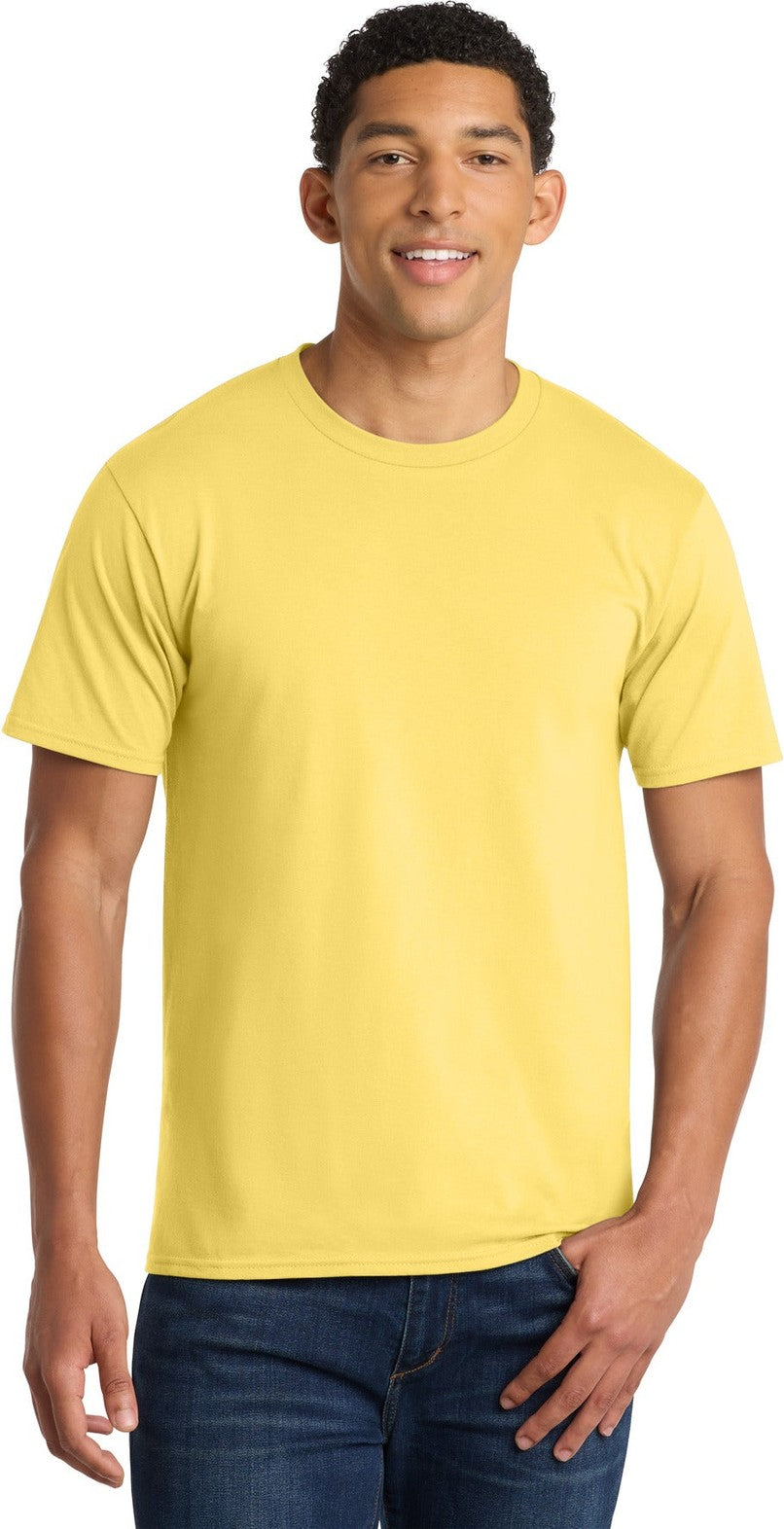 Front View of Yellow Port & Co Fan Favorite Tee. PC450