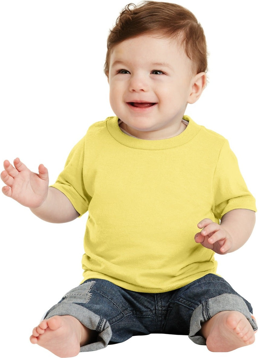 Front View of Yellow Port & Co Infant Core Cotton Tee. CAR54I