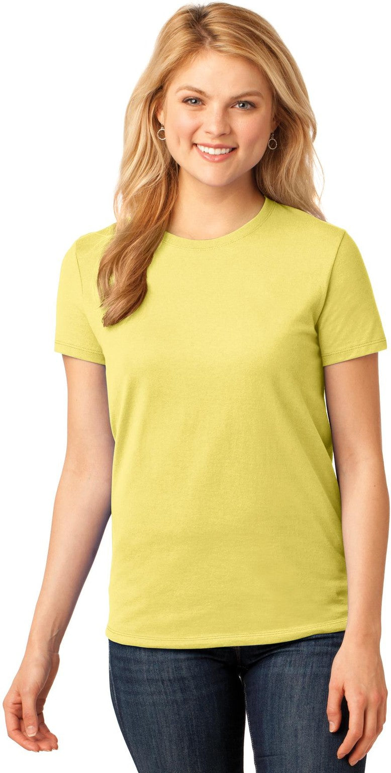 Front View of Yellow Port & Co Women's Core Cotton Tee. LPC54