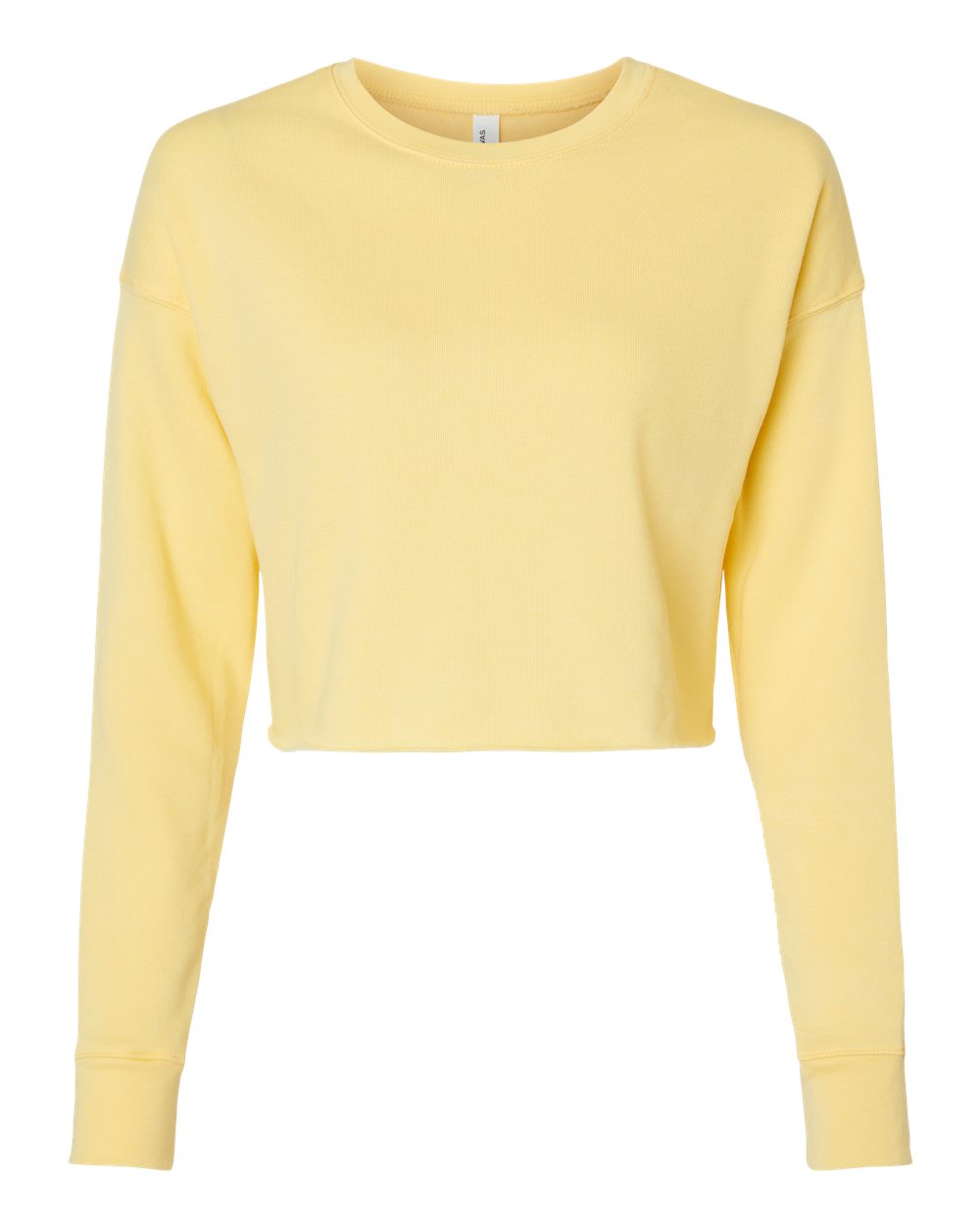 Front View of Yellow Women's Crop Crew Fleece - 7503
