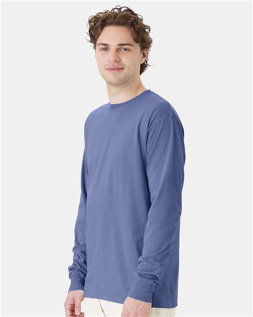 Frontier Blue Garment-Dyed Long Sleeve T-Shirt - GDH200