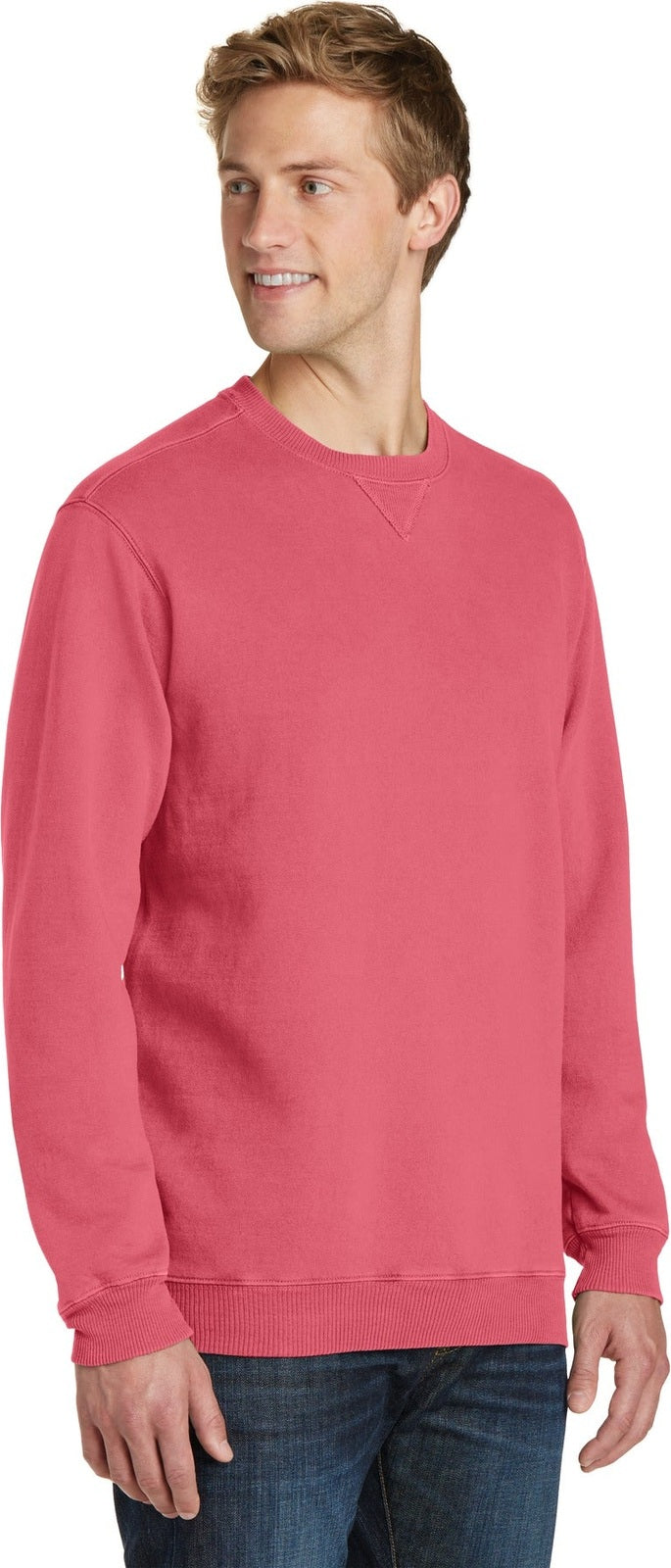 Fruit Punch Port & Co Beach Wash Garment-Dyed Crewneck Sweatshirt PC098