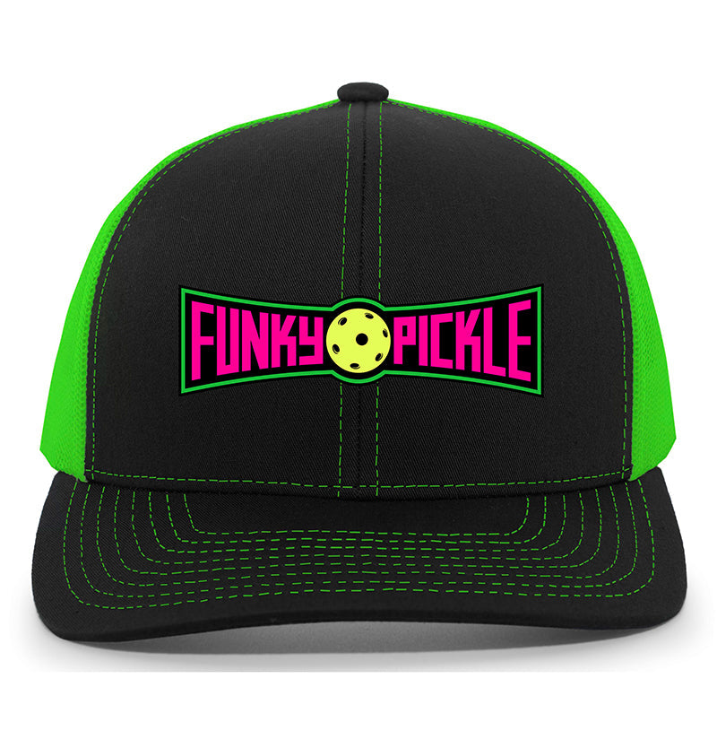 Funky Pickle Trucker Snapback Cap (u) (black/neon Green) - Blk / Os