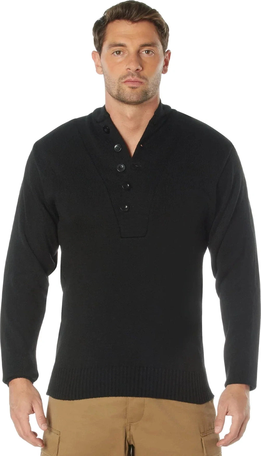 G.i. Style 5-button Sweater - Black / s