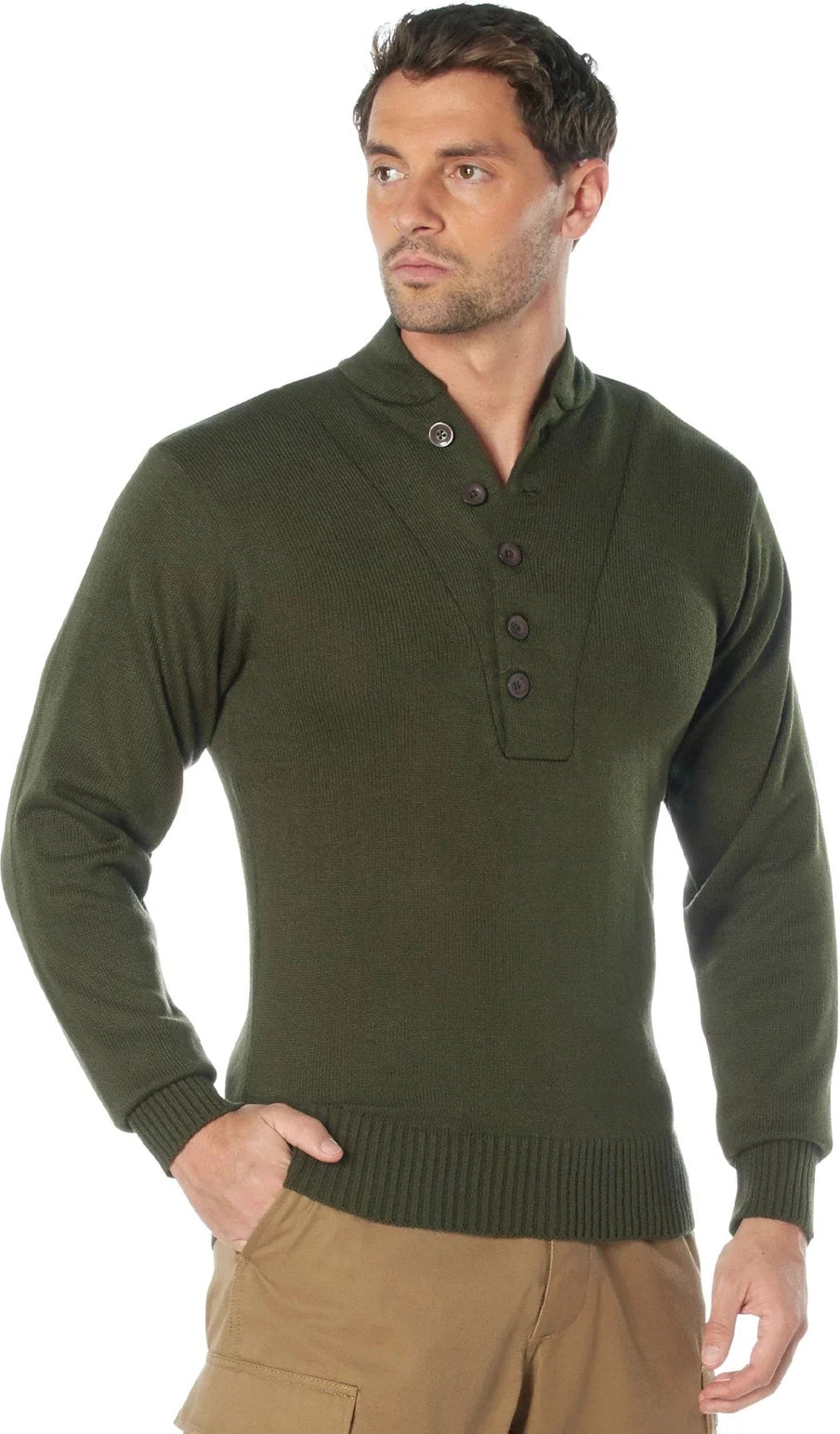 G.i. Style 5-button Sweater - Olive Drab / s