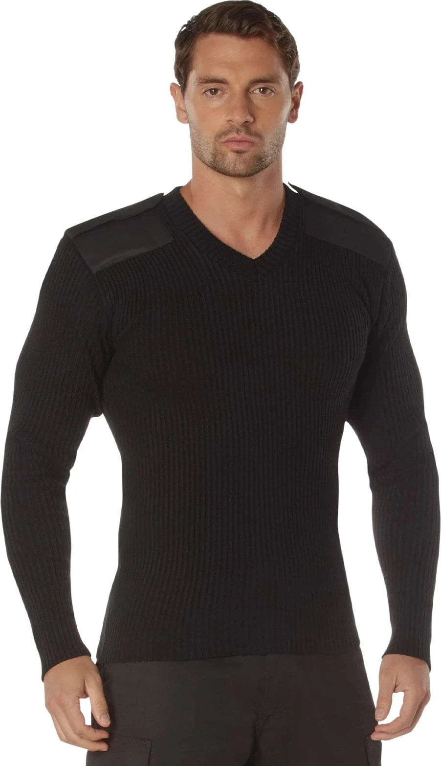 G.i. Style Acrylic V-neck Sweater - Black / s