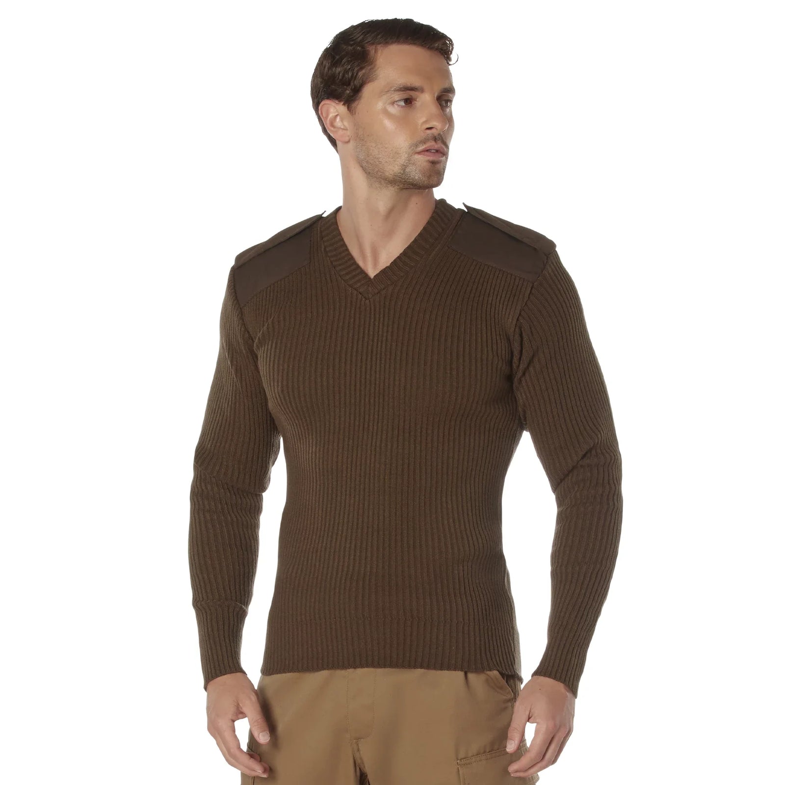 G.i. Style Acrylic V-neck Sweater - Brown / s