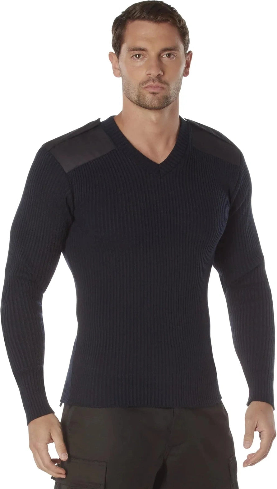 G.i. Style Acrylic V-neck Sweater - Navy Blue / s