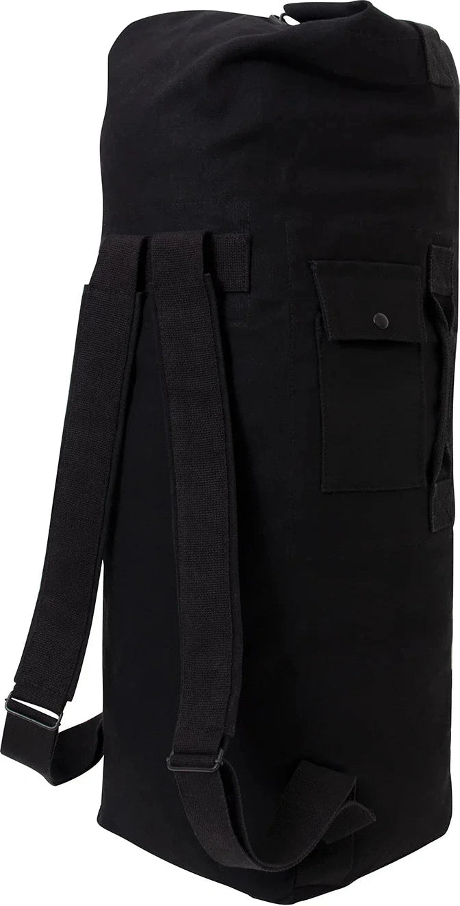 G.i. Style Canvas Double Strap Duffle Bag - Black