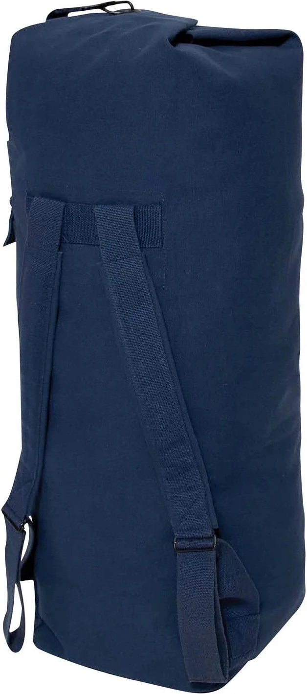 G.i. Style Canvas Double Strap Duffle Bag - Navy Blue