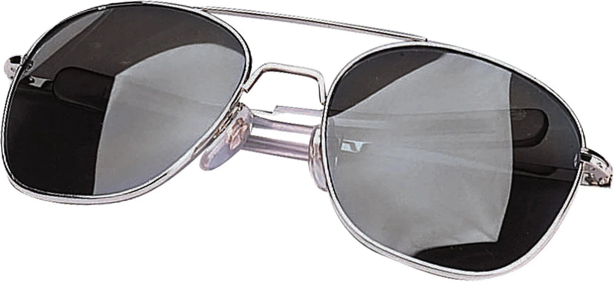 G.i. Type Aviator Sunglasses - Chrome / Smoke / 52 Mm