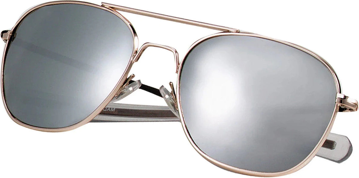 G.i. Type Aviator Sunglasses - Gold / Mirror / 58 Mm