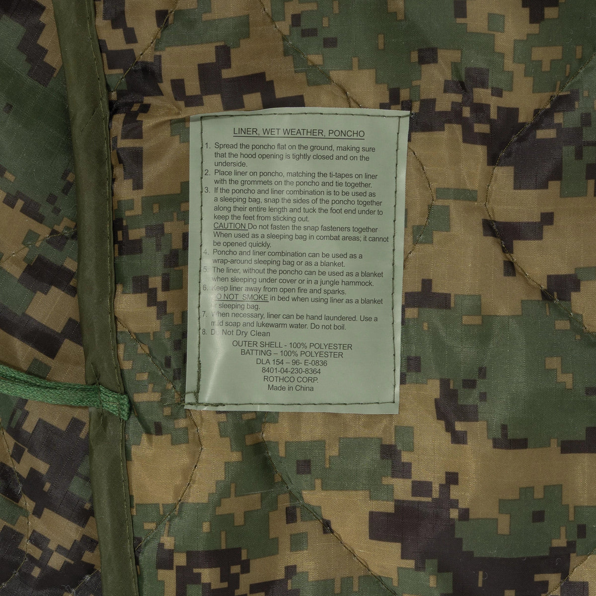 G.i. Type Camo Poncho Liner