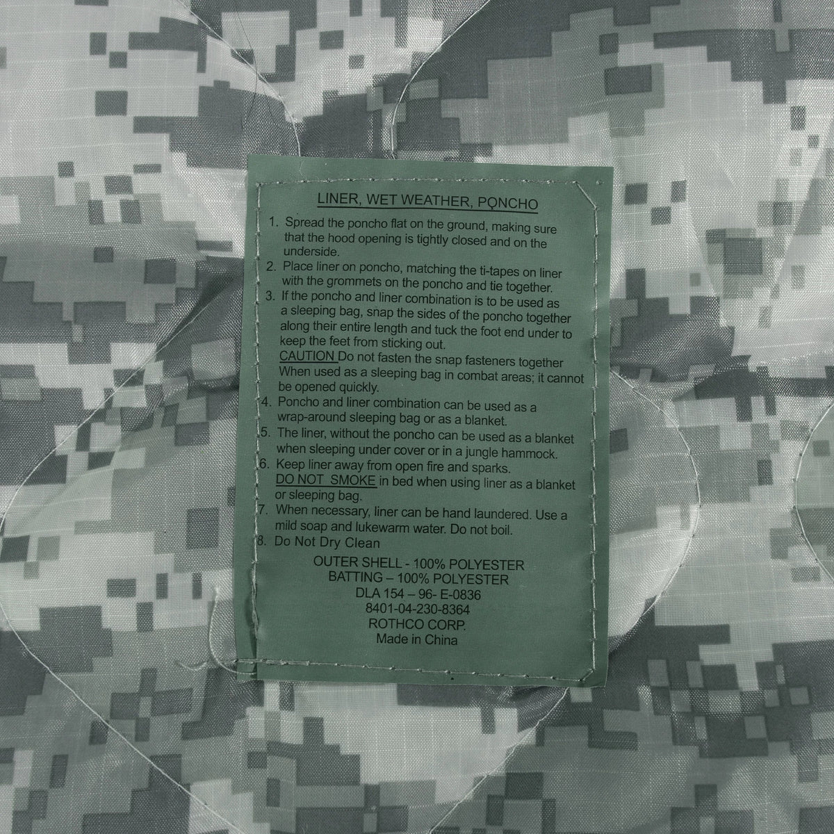 G.i. Type Camo Poncho Liner