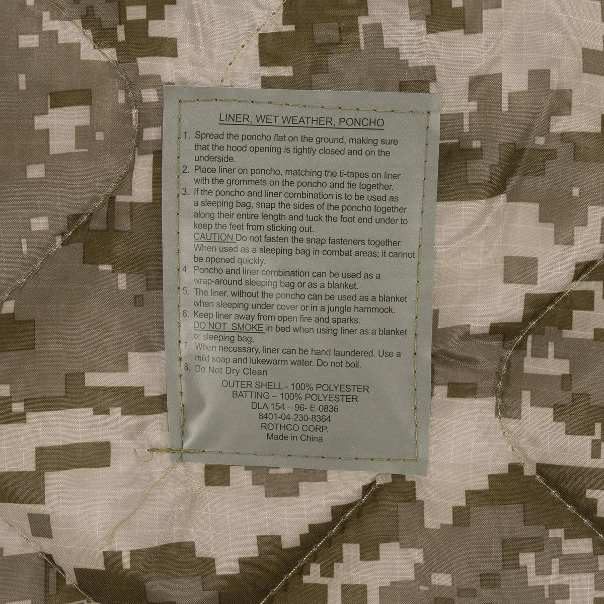 G.i. Type Camo Poncho Liner