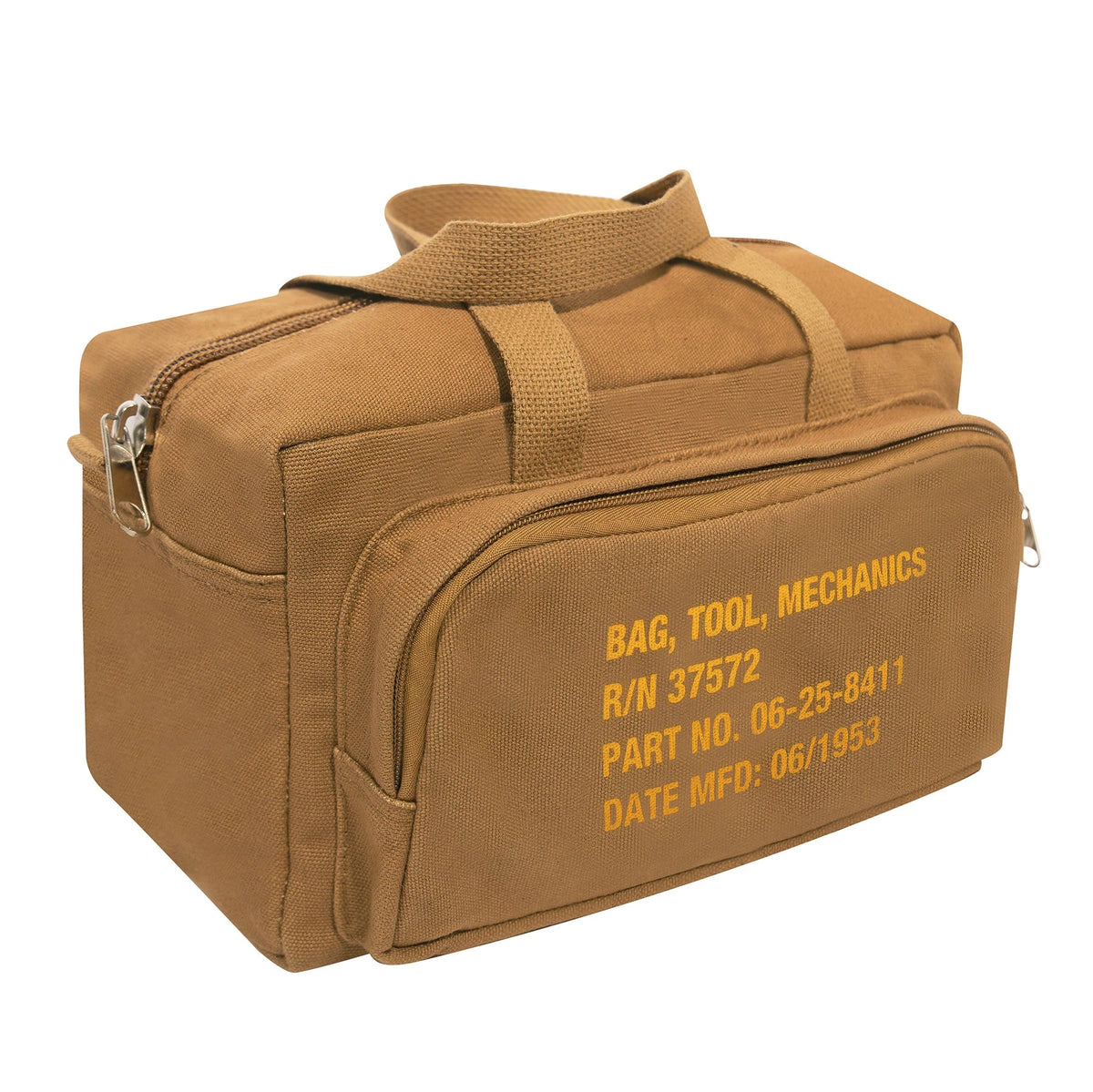 G.i. Type Zipper Pocket Mechanics Tool Bag with Military Stencil - Coyote Brown